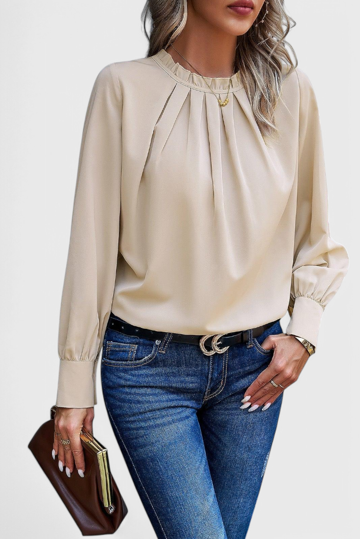 Camicia Dottie a maniche lunghe con colletto in pizzo