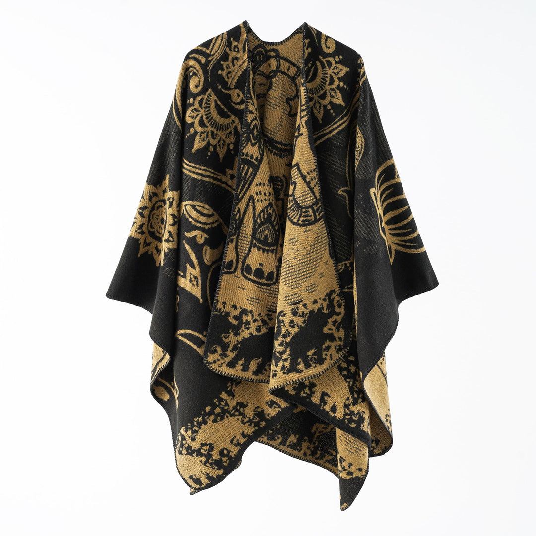 Effortless Paisley Poncho for Women with Open Front Kimono Sleeve Asymmetrical Hem Bohemian Style