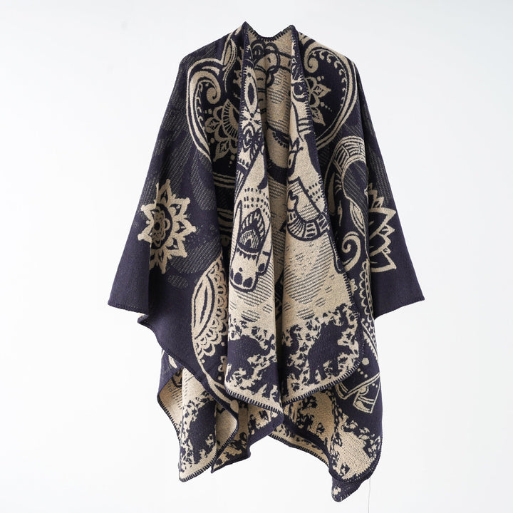 Effortless Paisley Poncho for Women with Open Front Kimono Sleeve Asymmetrical Hem Bohemian Style