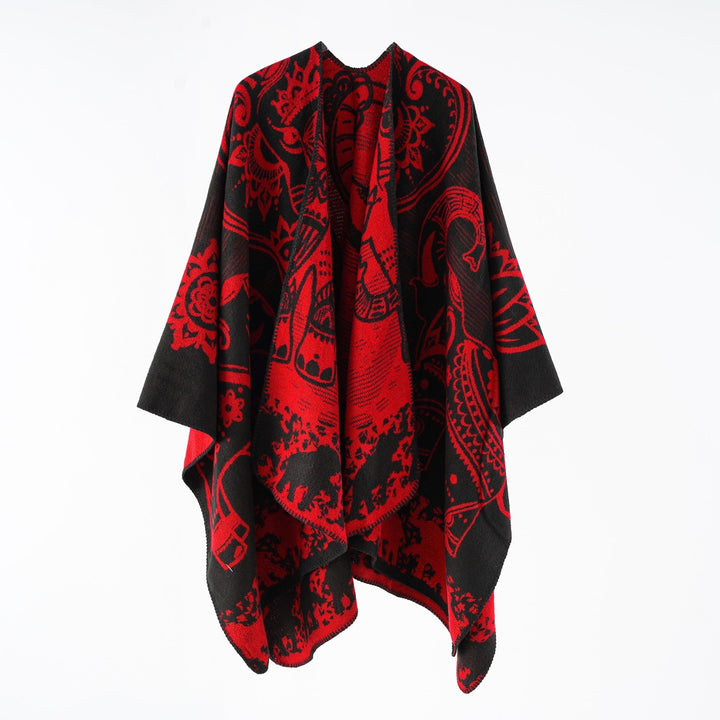 Effortless Paisley Poncho for Women with Open Front Kimono Sleeve Asymmetrical Hem Bohemian Style