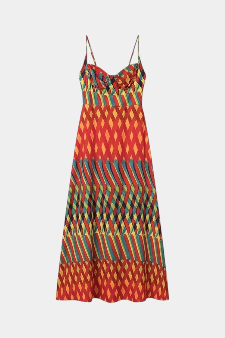 Vestito lungo Océana con fantasia astratta