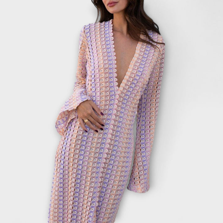 Elina – Maxi Dress with V-Neck and Vacation Flair