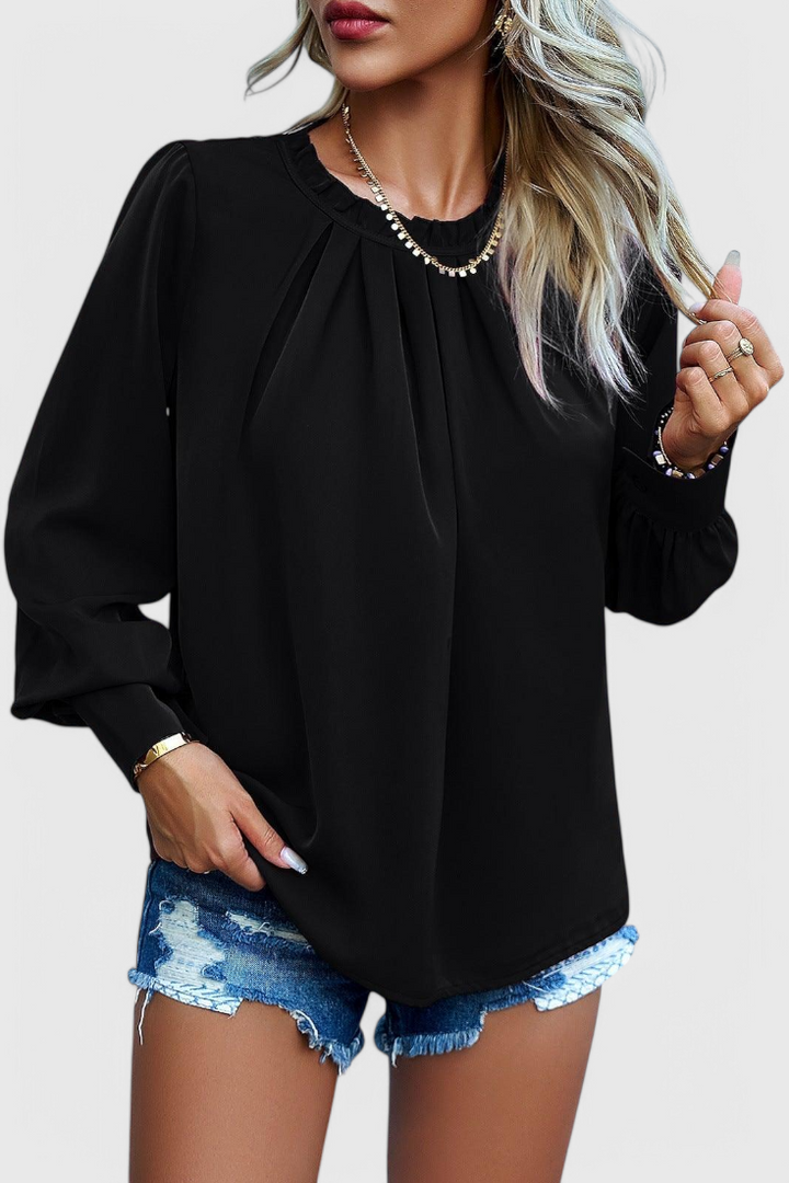 Camicia Dottie a maniche lunghe con colletto in pizzo
