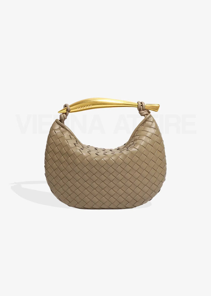 Alexandra – Borsa con Motivo Intrecciato e Manico Dorato