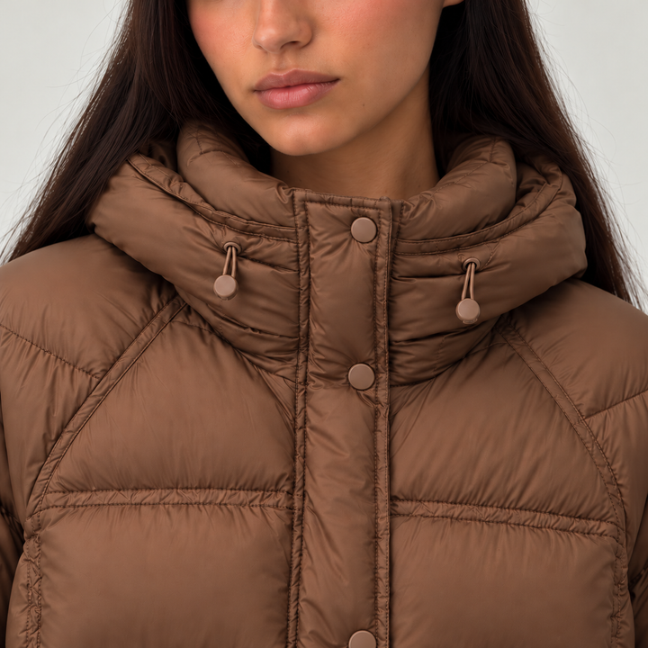 Women's Padded High Neck Puffer Jacket with Hood