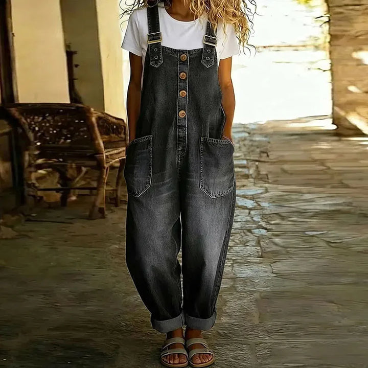 Salopette en jean pour femme | Salopette en coton doux à bretelles réglables