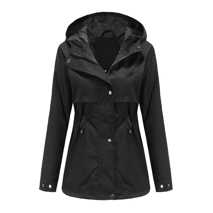 Effortless Anorak Rain Jacket for Women with Hooded Long Sleeve Drawstring Waist Casual Style