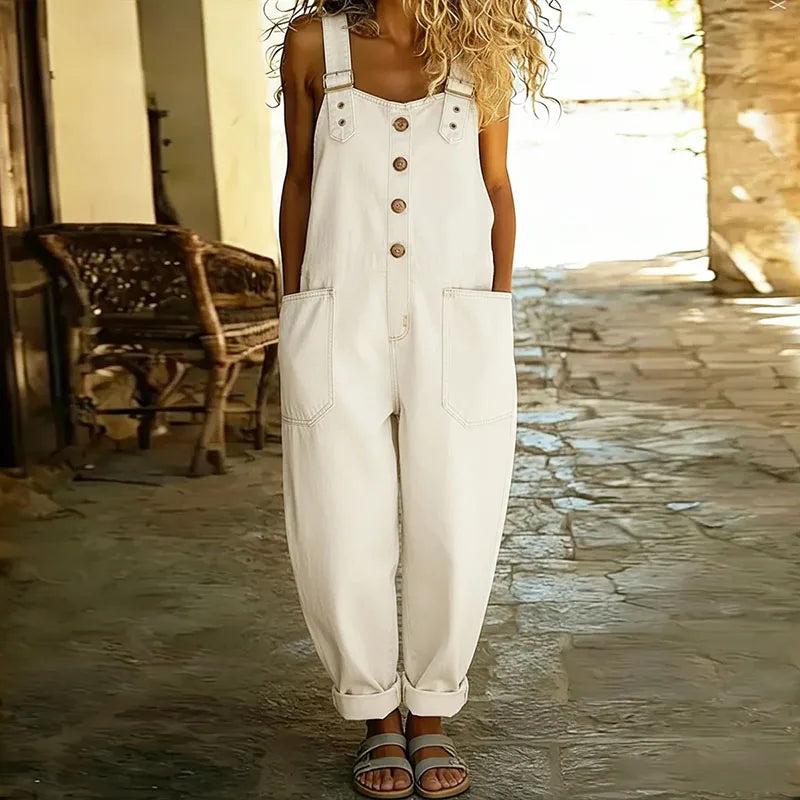 Salopette en jean pour femme | Salopette en coton doux à bretelles réglables