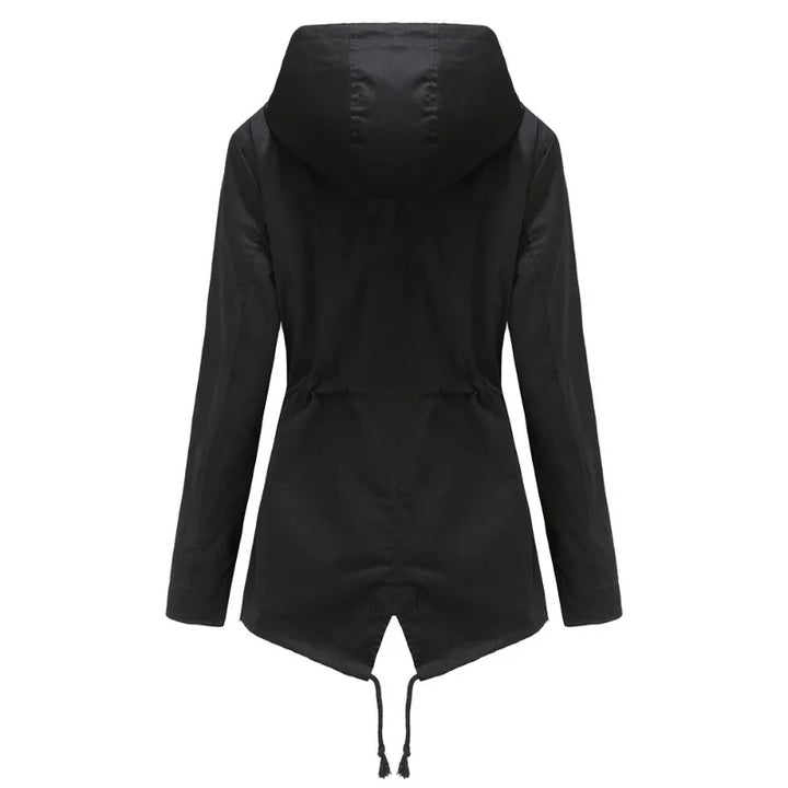 Effortless Anorak Rain Jacket for Women with Hooded Long Sleeve Drawstring Waist Casual Style