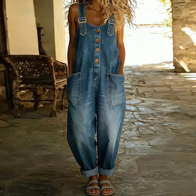 Salopette en jean pour femme | Salopette en coton doux à bretelles réglables