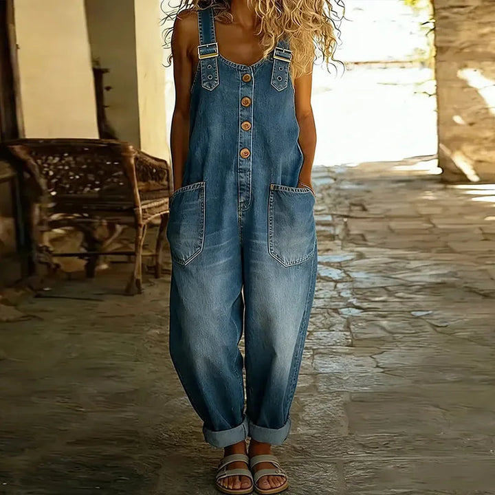 Salopette en jean pour femme | Salopette en coton doux à bretelles réglables