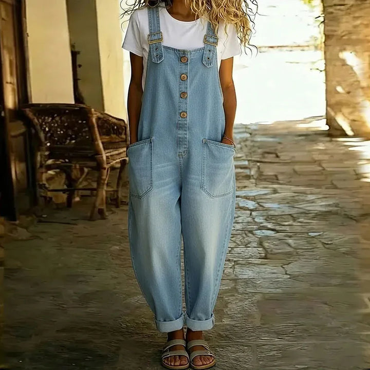 Salopette en jean pour femme | Salopette en coton doux à bretelles réglables