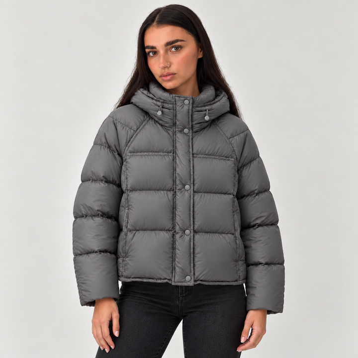 Women's Padded High Neck Puffer Jacket with Hood
