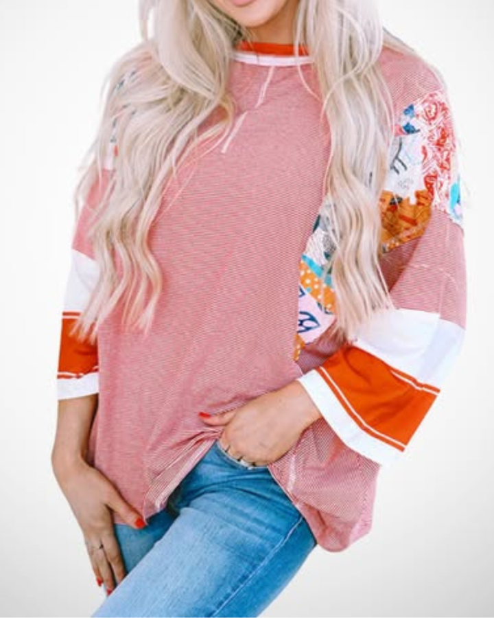 BAILEY™ – Maglia con maniche a pipistrello leggera con patchwork