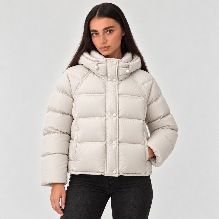 Women's Padded High Neck Puffer Jacket with Hood