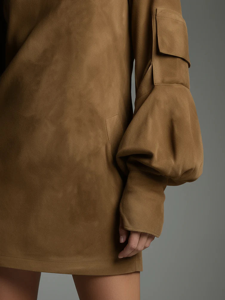 Beli | Miniabito in pelle scamosciata a collo alto