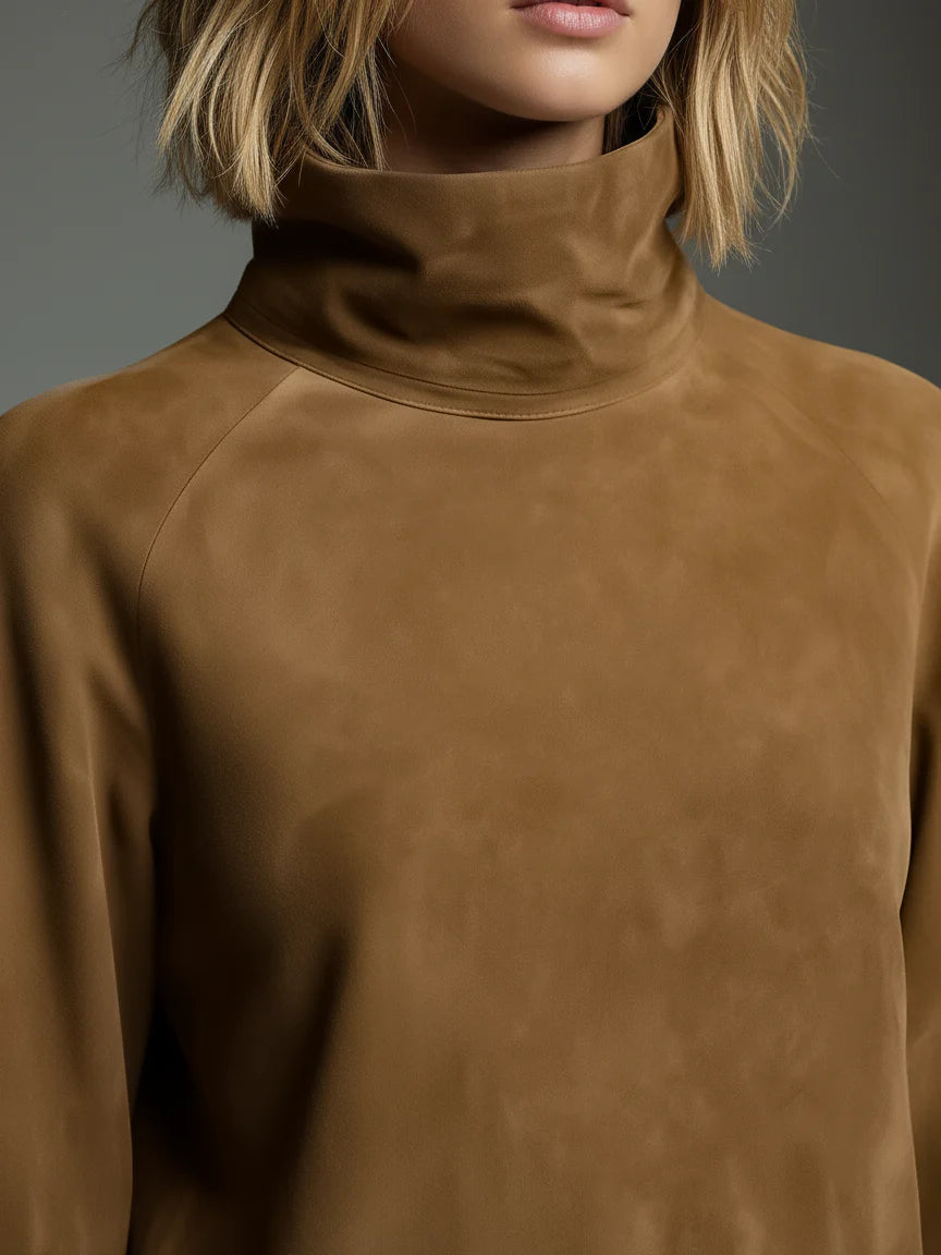 Beli | Miniabito in pelle scamosciata a collo alto