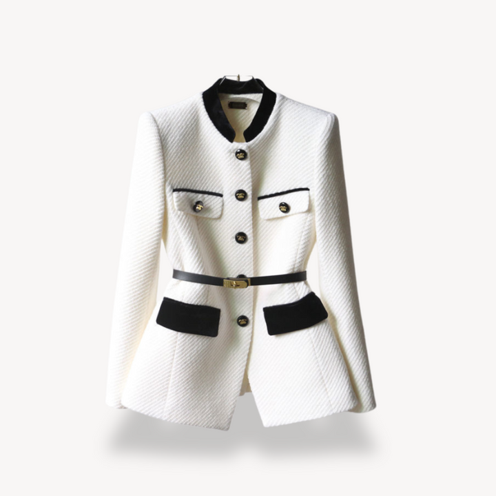 Elegant Peplum Blazer for Women with Long Sleeve Belted Button Front