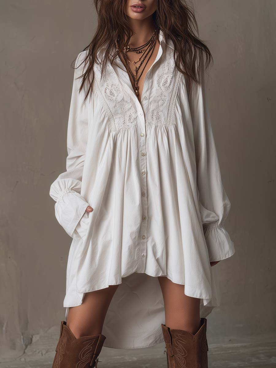 Helen | Abito midi in pizzo bianco tropicale