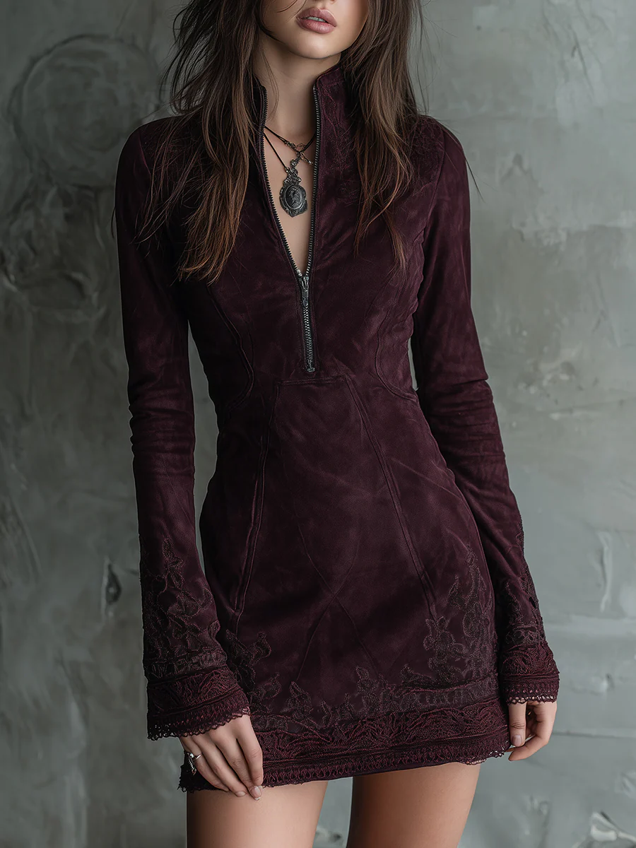 Olivia | Abito midi vintage in camoscio