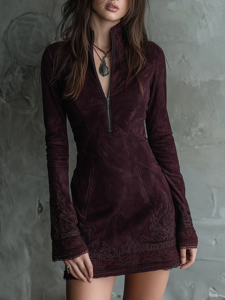 Olivia | Abito midi vintage in camoscio