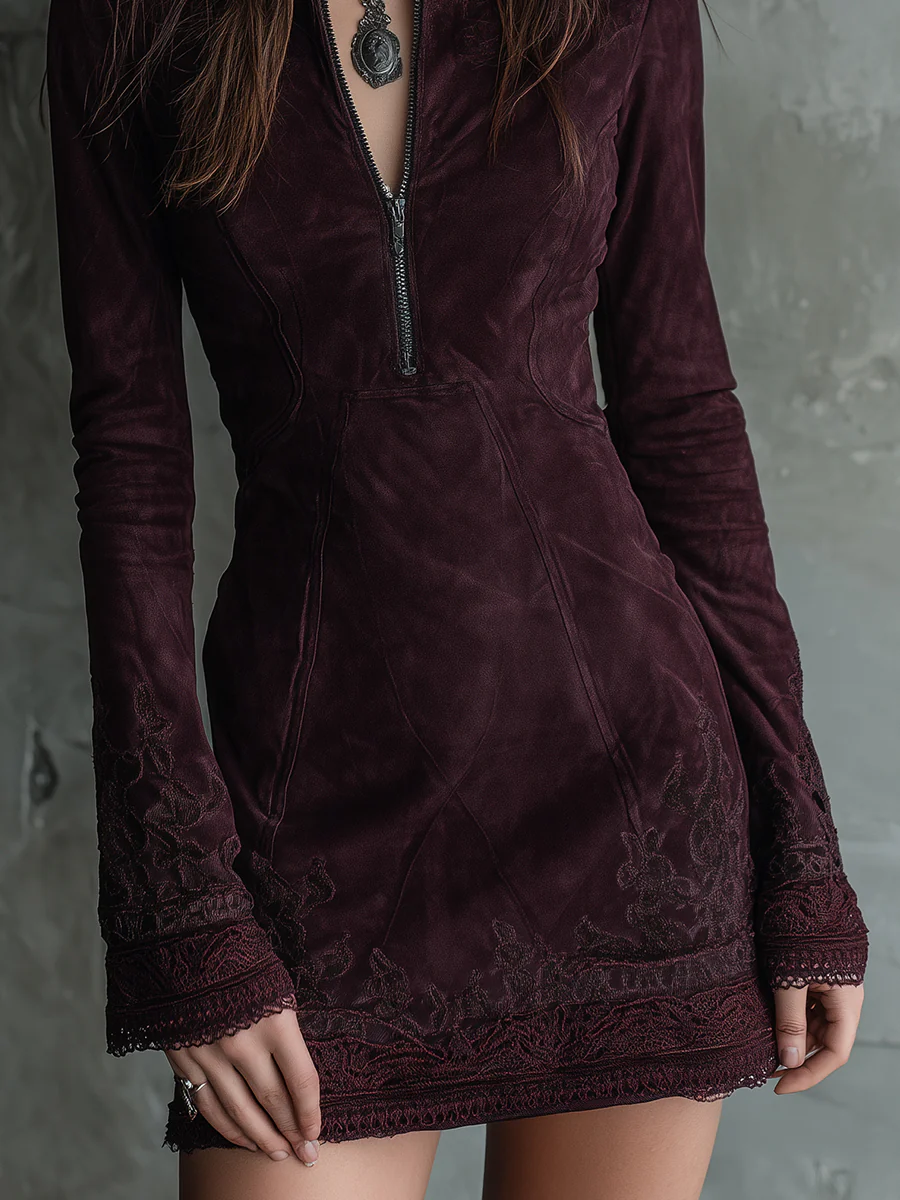 Olivia | Abito midi vintage in camoscio