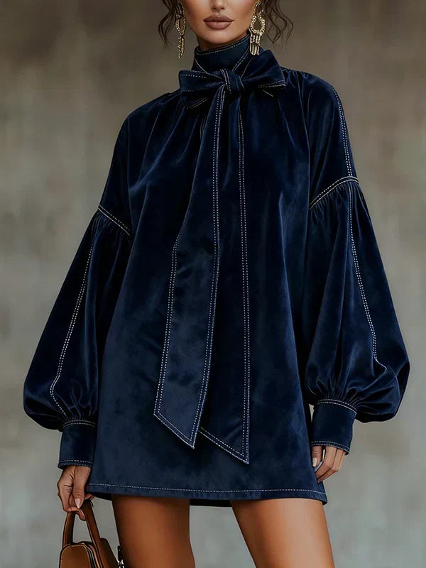 Deborah | Velvet Mini Dress with Puff Sleeves