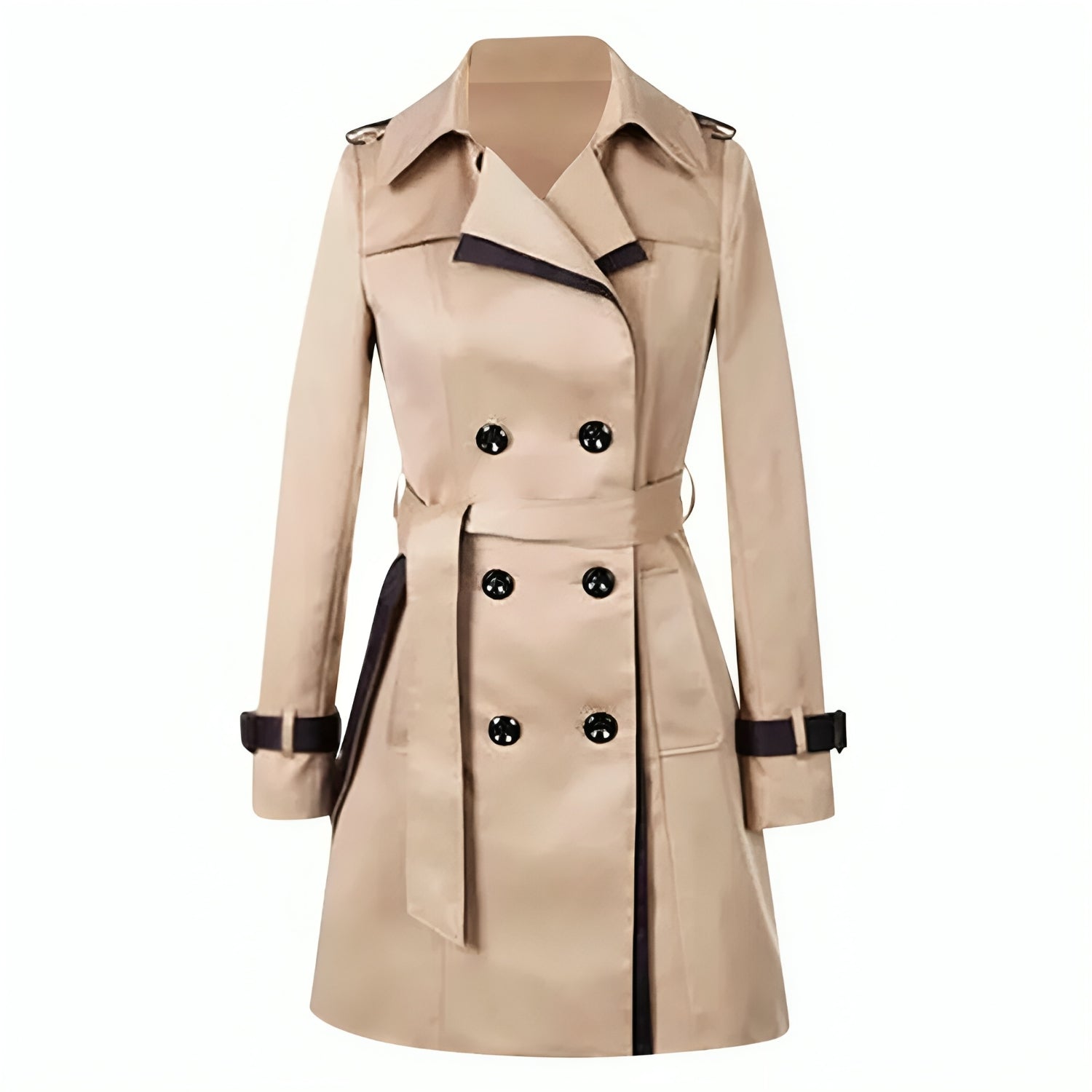 Elegant Trench Coat for Women with Notched Lapel Long Sleeve