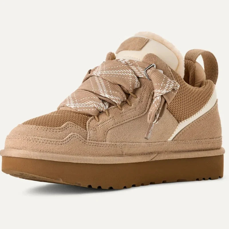 Fleece-Lined Suede Platform Sneakers for Winter