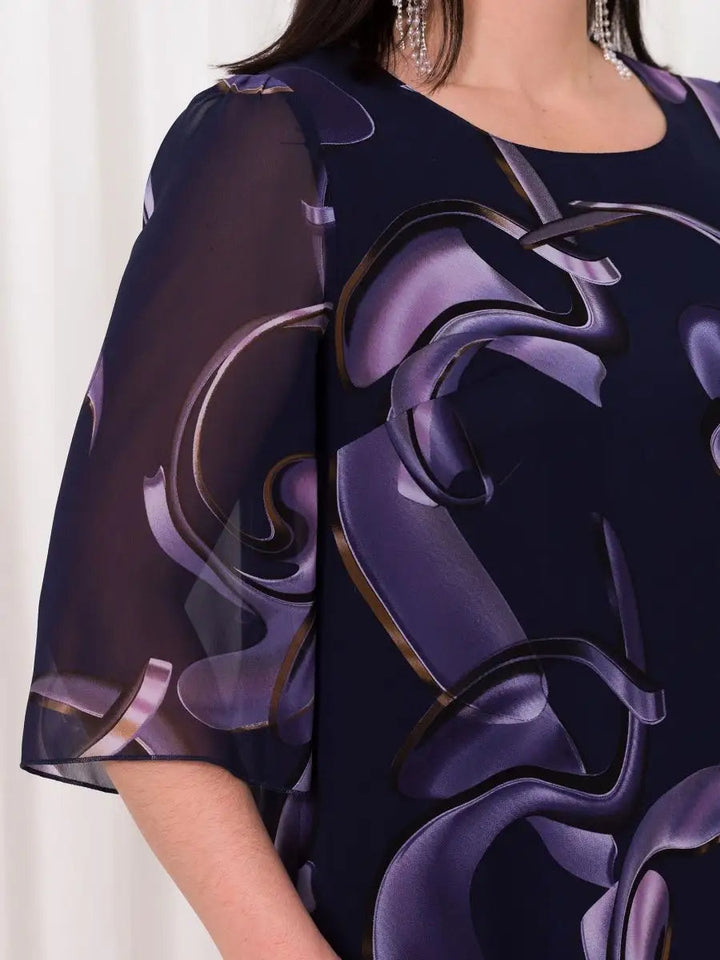 Abito in chiffon Shriley con stampa Midnight Swirl e silhouette fluida
