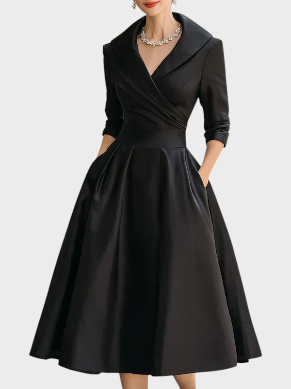 Gabriella | Elegant Midi Dress with Sophisticated Details and Practical Pockets