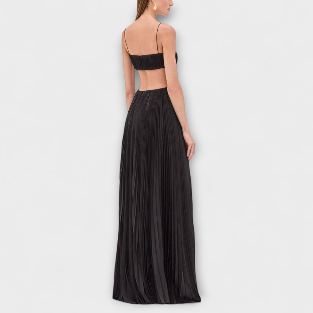 Mireille - Abito lungo fluido plissettato chic con cut-out