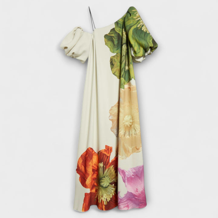 Melody - Robe longue asymétrique à fleurs