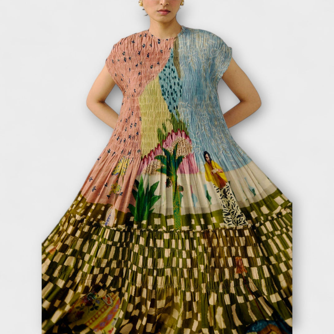 Amara - Vestito plissettato con stampa animalier