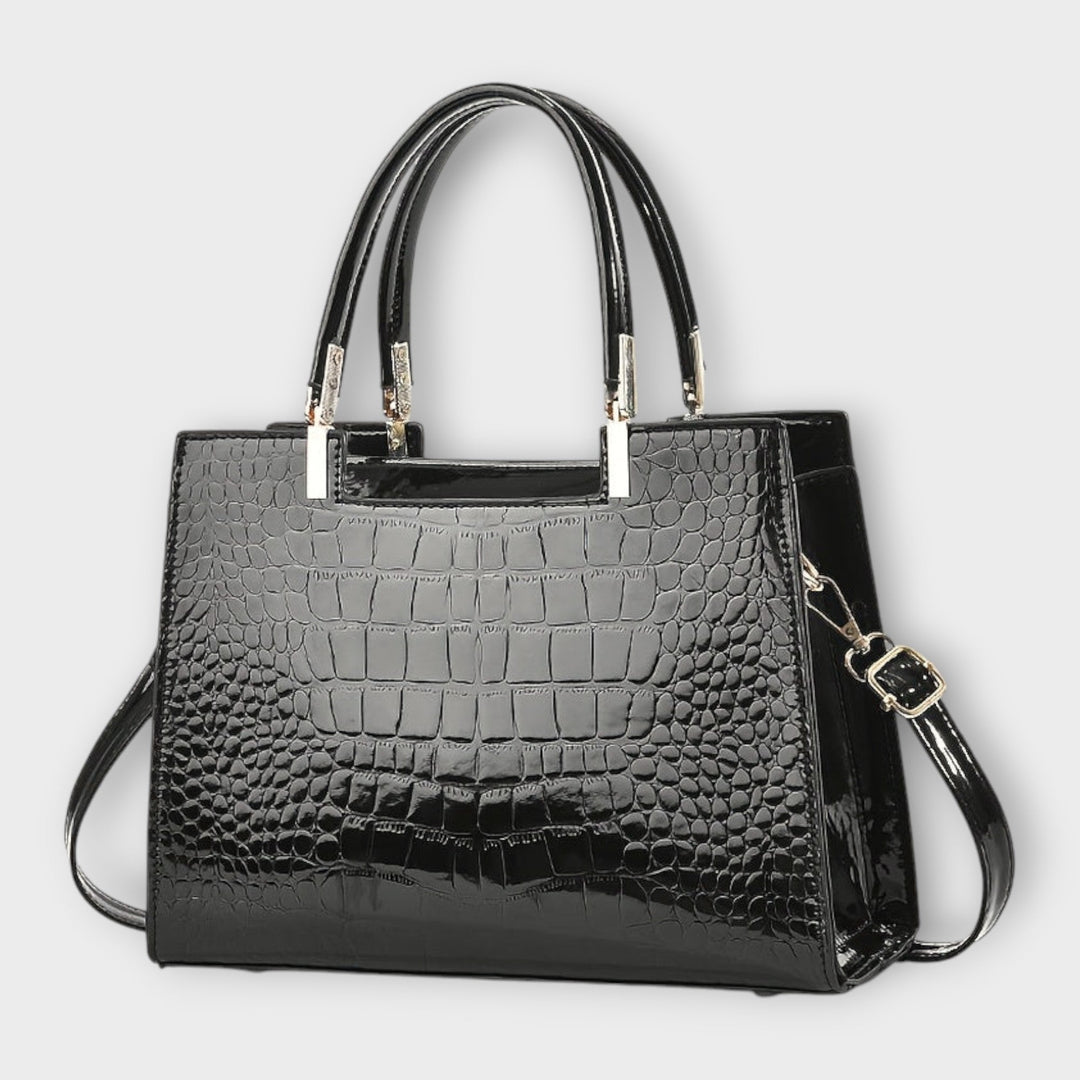 Erain - Borsa in pelle di coccodrillo lucida