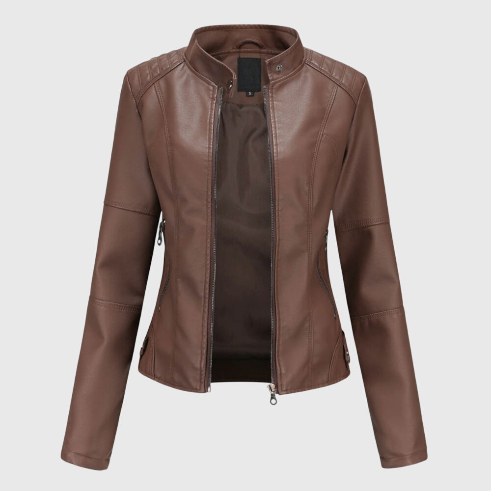 Effortless Leather Jacket for Women with Button Front Collared Oversized Shacket Style