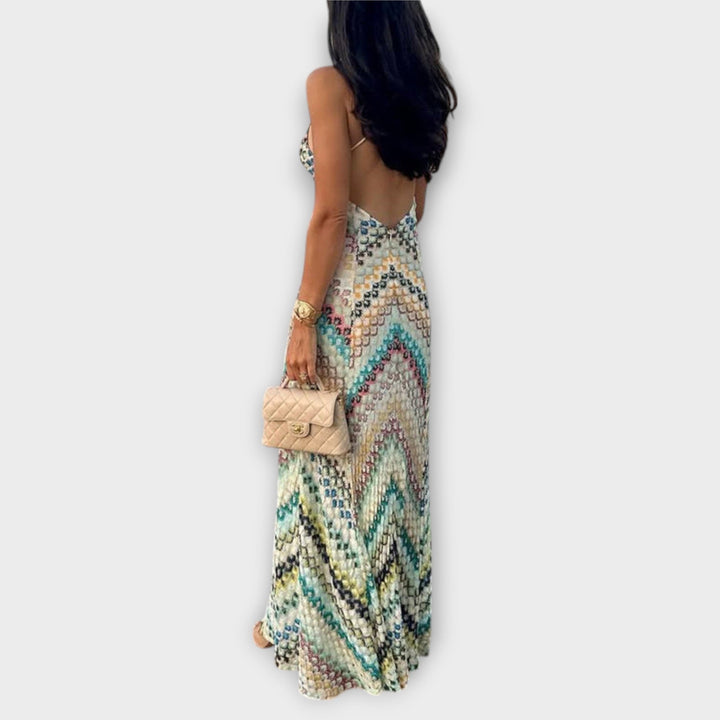 Remi - Robe longue Missoni à motif chevrons colorés