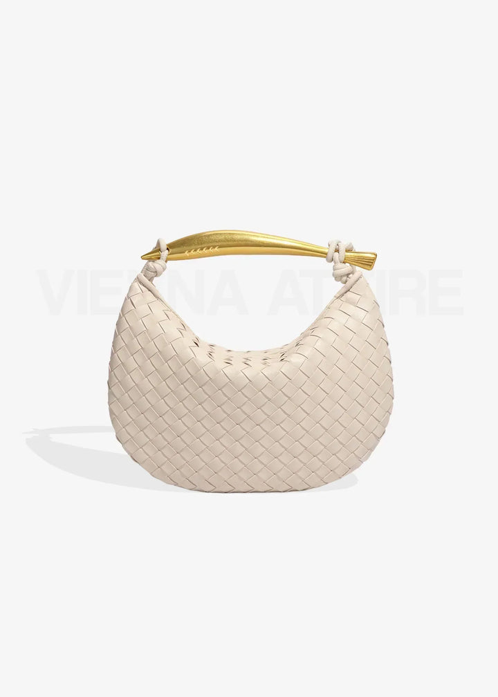 Alexandra – Borsa con Motivo Intrecciato e Manico Dorato