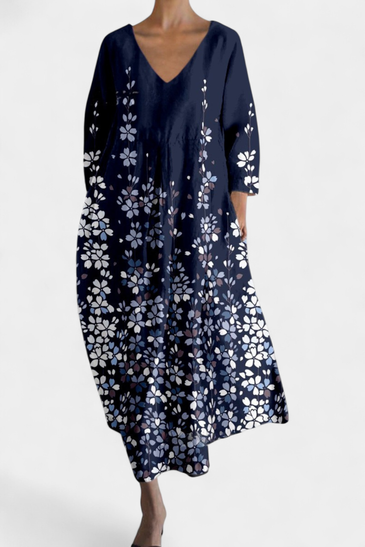Anne Abito Lungo Multicolore con Scollo a V