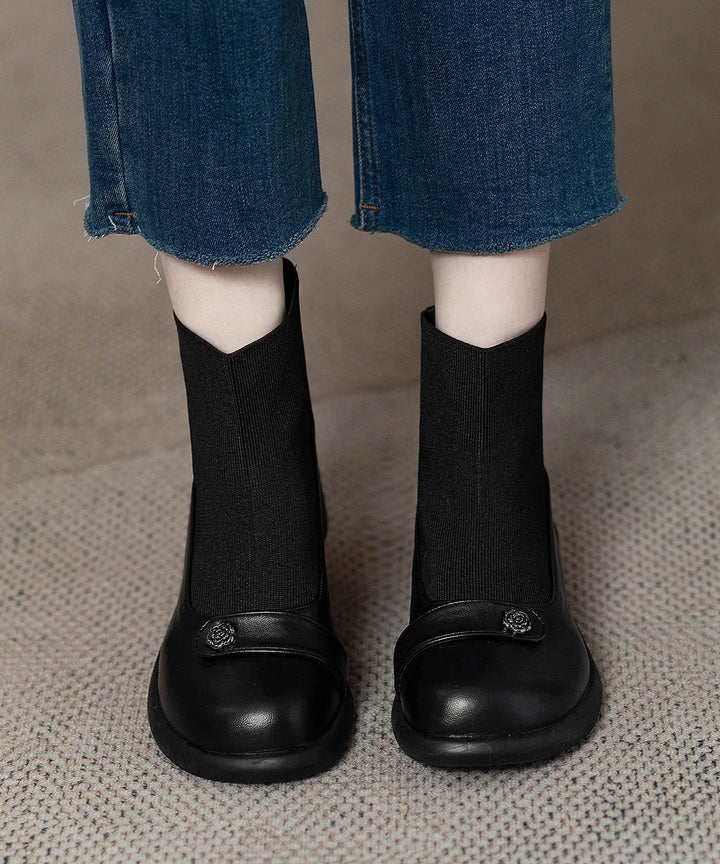 Sock Ankle Boots for Women – Black Heeled Booties with Back Zip, Optional Warm Fleece Lining, Fall and Winter Boots