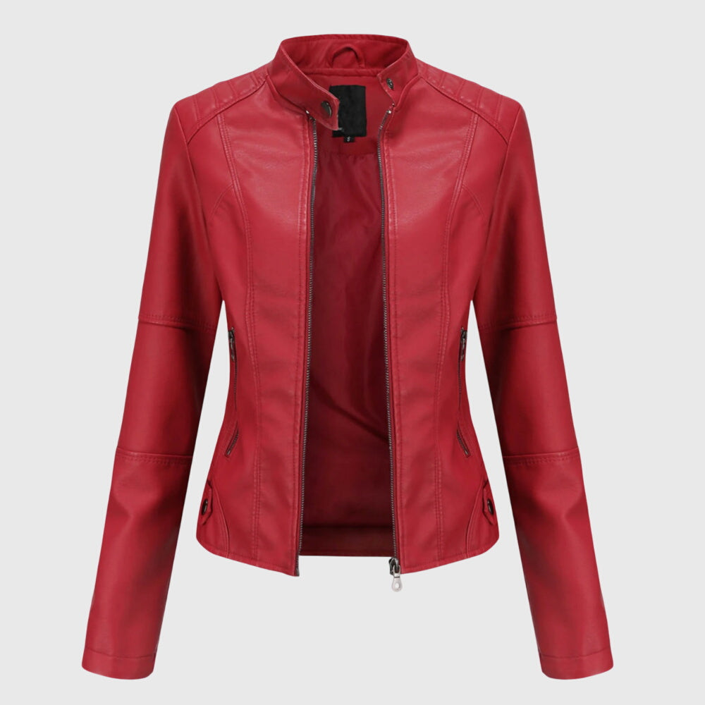 Effortless Leather Jacket for Women with Button Front Collared Oversized Shacket Style