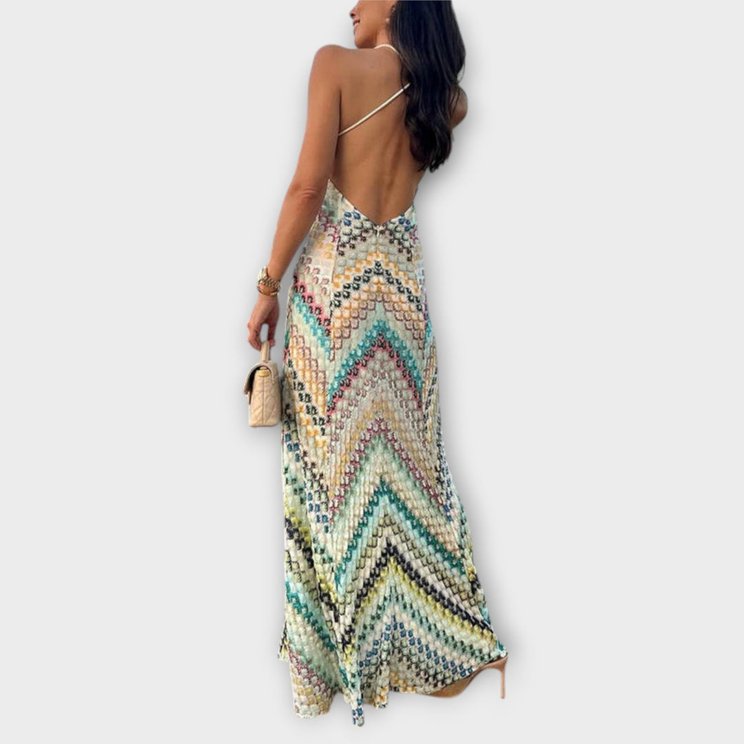 Remi - Robe longue Missoni à motif chevrons colorés