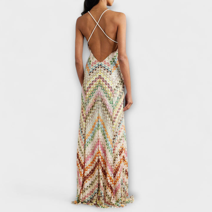 Remi - Robe longue Missoni à motif chevrons colorés