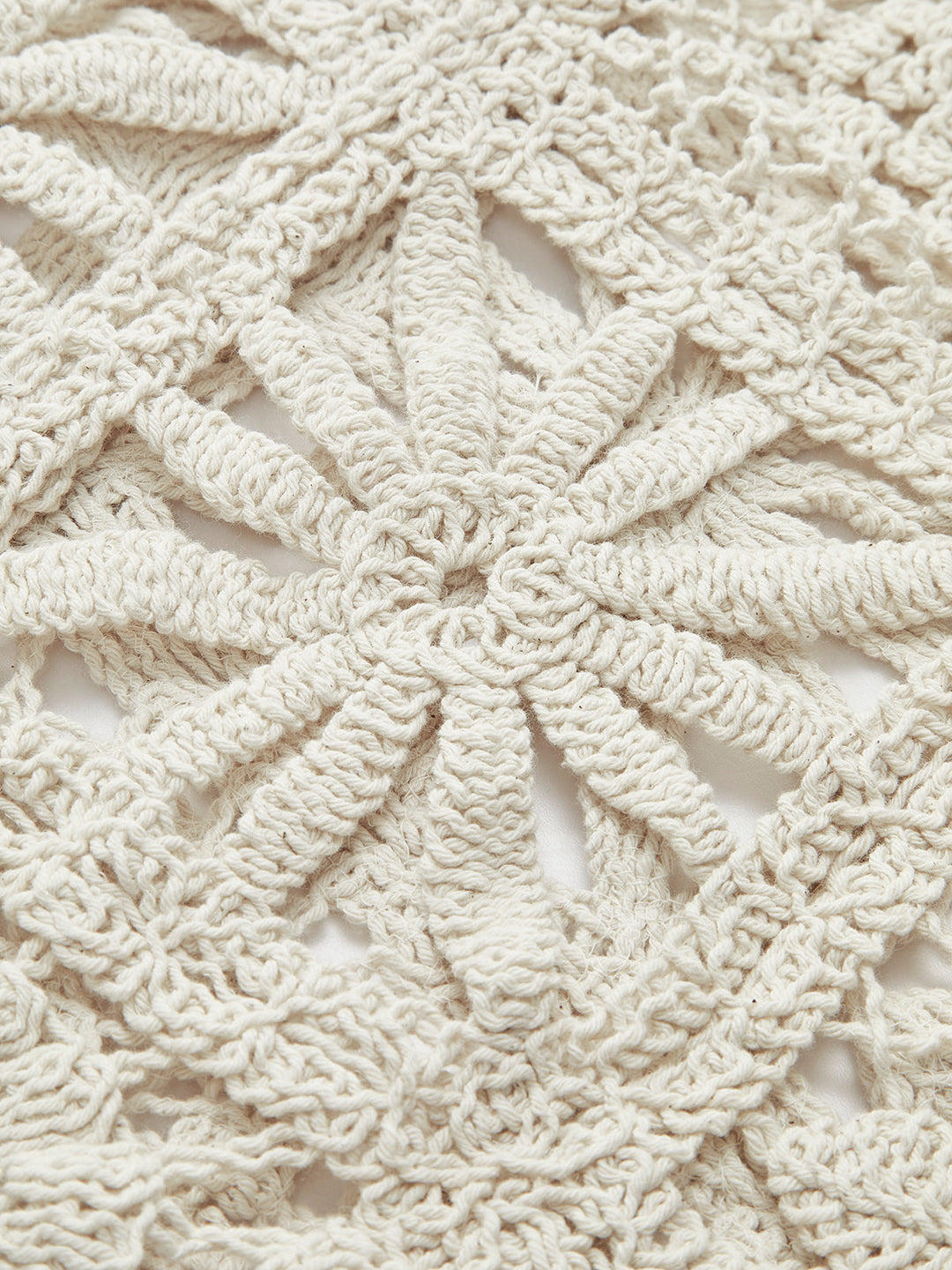 Effortless Beige Crochet Cardigan for Women with V Neck Long Sleeve Button Front Bohemian Style