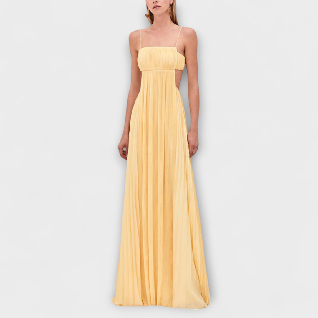 Mireille - Abito lungo fluido plissettato chic con cut-out