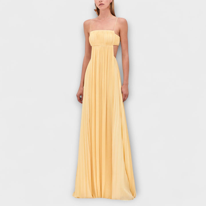 Mireille - Abito lungo fluido plissettato chic con cut-out