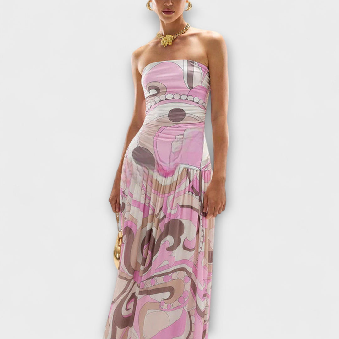Tatum - Superbe robe longue bustier pastel