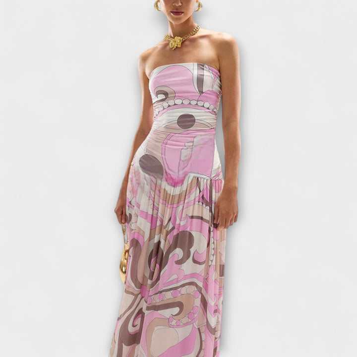 Tatum - Superbe robe longue bustier pastel