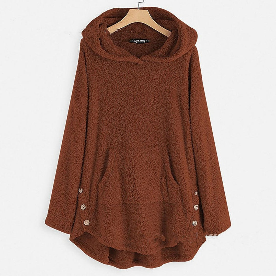 Comfortable Cat Print Fleece Sweatshirt for Women with Hooded Long Sleeve High Low Oversized Casual Style