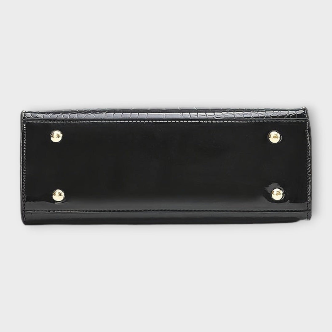 Erain - Borsa in pelle di coccodrillo lucida